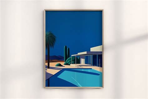 Hiroshi Nagai Poolside in Las Vegas Print, Authentic Las Vegas Pool Art, Nagai Vegas Landscape ...