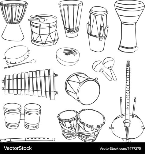 African traditional musical instruments Royalty Free Vector