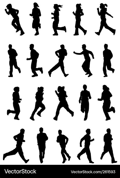 Running people silhouette Royalty Free Vector Image