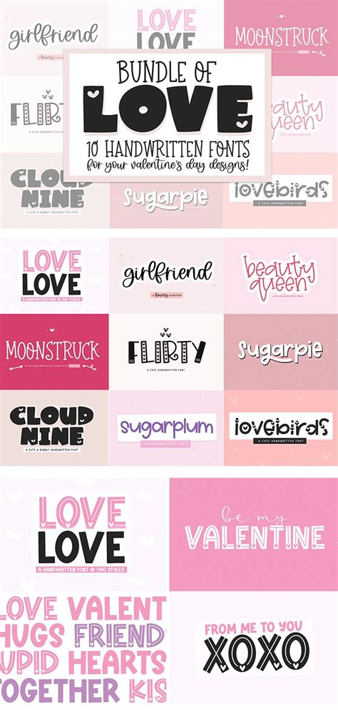 Font Bundle of Love - Valentine's Day Fonts (1127003)