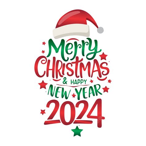 Merry Christmas And Happy New Year 2024 Colorful Vector Transparent ...