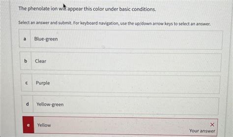 Solved The phenolate ion wit appear this color under basic | Chegg.com