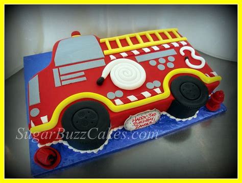 Red Fire Truck Birthday Cake | Firetruck birthday, Truck birthday cakes, Trucks birthday party