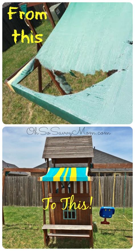 Easy DIY Swing Set Canopy Replacement - Oh So Savvy Mom