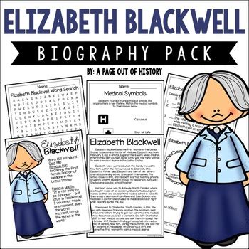 Elizabeth Blackwell Biography Pack Womens History by A Page Out of History