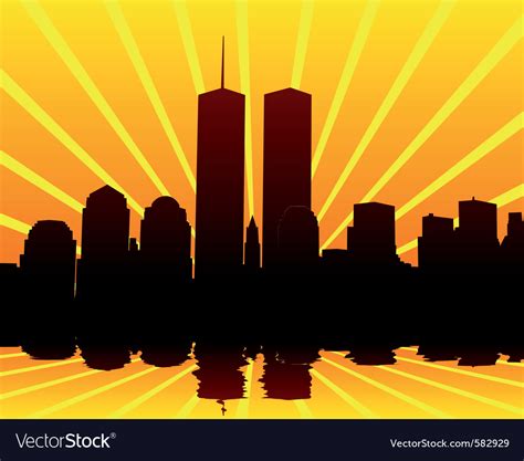 Twin towers silhouettes Royalty Free Vector Image