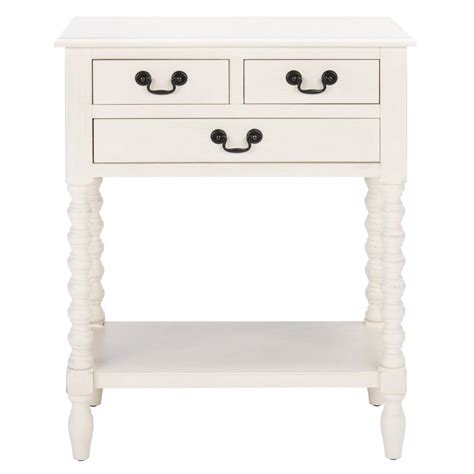 Safavieh Athena 3-Drawer Distressed White Wood Console Table-CNS5703A - The Home Depot