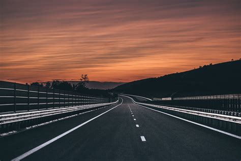 Black asphalt road, photography, sunset, clouds, evening HD wallpaper ...