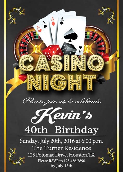 CASINO INVITATION, Casino Party Invitations, Casino Birthday Invitation, Casino, Poker ...