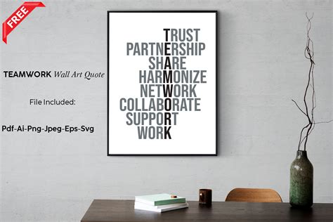 TEAMWORK Wall Art Motivational Quote Graphic by 10Printables · Creative ...