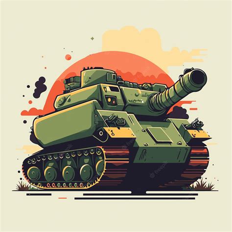 Premium Vector | Large tank military army vector cartoon color icon ...