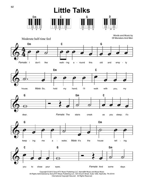 Little Talks by Of Monsters And Men Sheet Music for Super Easy Piano at Sheet Music Direct