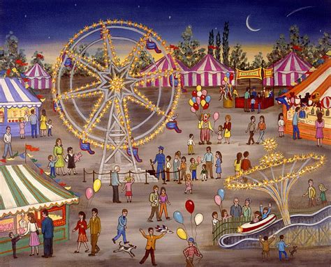 Ferris Wheel At The Carnival Painting by Linda Mears