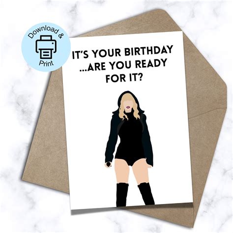 Taylor Swift Printable Birthday Card Swiftie Birthday Card - Etsy