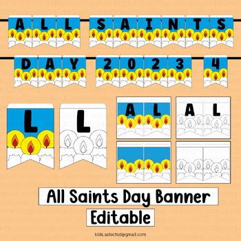 All Saints Day Bulletin Board Bunting Door Decorations Pennant Decor Coloring