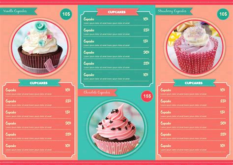 Free Cupcake Menu Template Of Trifold Cupcakes Menu Template ...