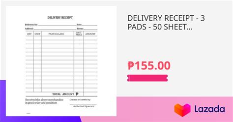 DELIVERY RECEIPT - 3 PADS - 50 SHEETS PER PAD - DUPLICATE - CARBONIZED CARBONLESS Resibo Slip ...