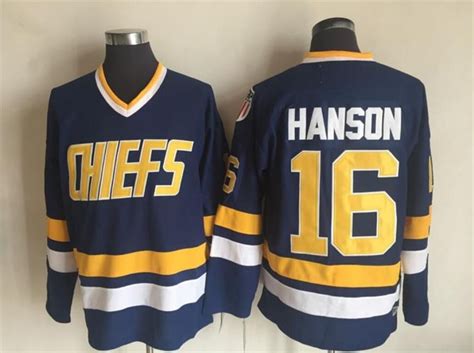 Cheap Hanson Brothers #16 #17 #18 Charlestown Chief Slap Shot White Blue Movie Hockey Jerseys ...