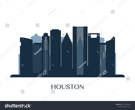 Houston Skyline Monochrome Silhouette Vector Illustration Stock Vector (Royalty Free) 1022479366 ...