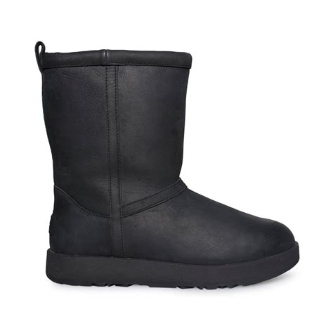 UGG Classic Short Leather Waterproof Black Boots - Women's - MyCozyBoots