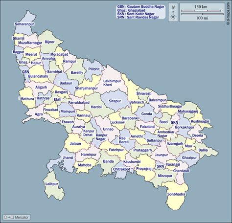 Uttar Pradesh free map, free blank map, free outline map, free base map ...