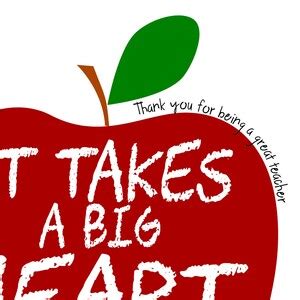 Teacher Appreciation Word Art Apple Gift It Takes a Big Heart - Etsy