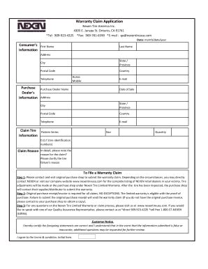 Nexen Warranty Claim Form - Fill Online, Printable, Fillable, Blank | pdfFiller