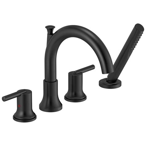 Delta Trinsic Matte Black 2-Handle Deck Mount Roman Bathtub Faucet with ...