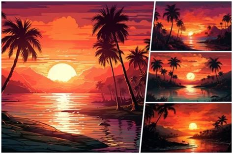 Retro Sunset Painting Illustration Graphic by Ai Graphic Design Bundle · Creative Fabrica