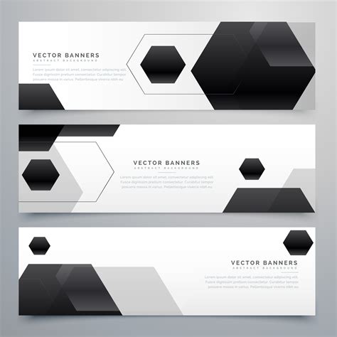 abstract hexagonal black header banners background - Download Free ...