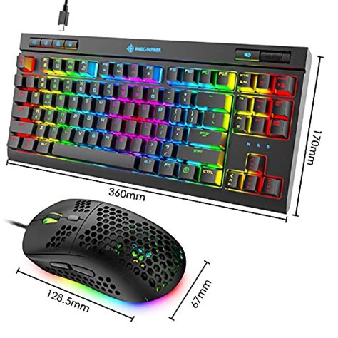 Mechanical Keyboard and Mouse Combo Blue Switch 18 RGB 87 Keys Anti ...