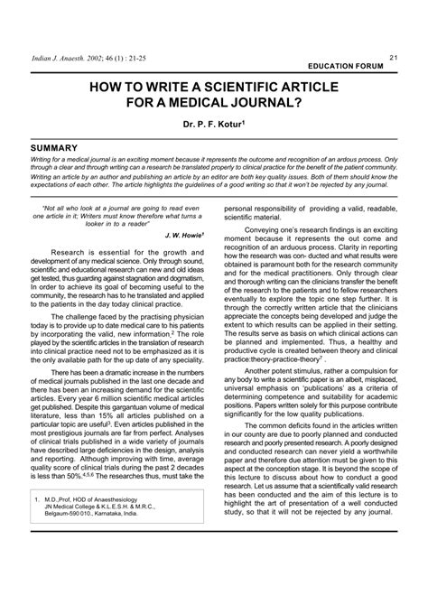 (PDF) How To Write A Scientific Article For A Medical Journal?