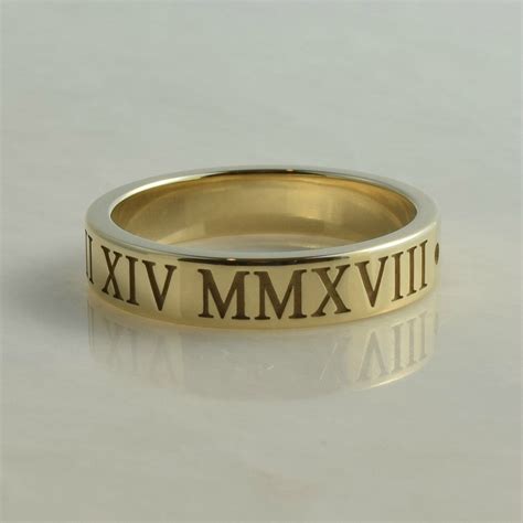 Personalized Roman Numeral Ring in 14K Yellow or White Gold - Etsy