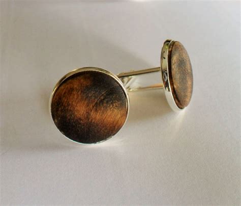 Real WOOD CUFF LINKS / wood cufflinks / silver/ Rustic / 5th anniversary / Groomsmen Gift ...