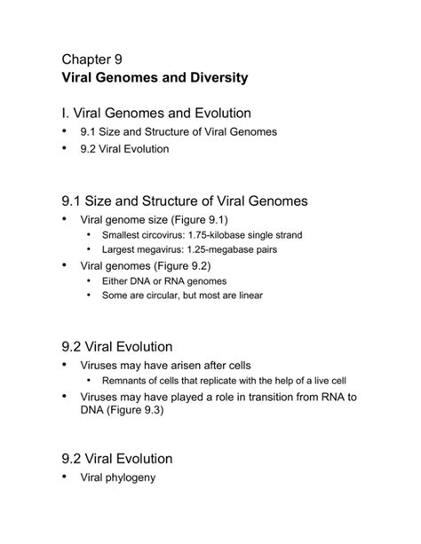 Chapter 9 I. Viral Genomes and Evolution