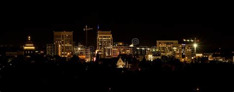 Boise City Skyline at Night with Light Stock Photo - Image of boise ...