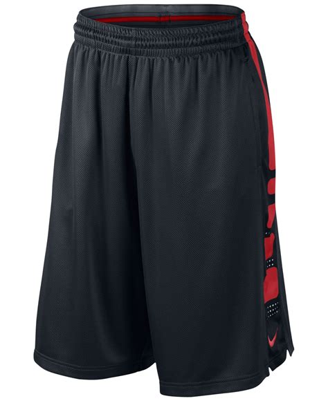 Nike Men's Elite Stripe 12" Basketball Shorts in Black/White/Red (Black ...