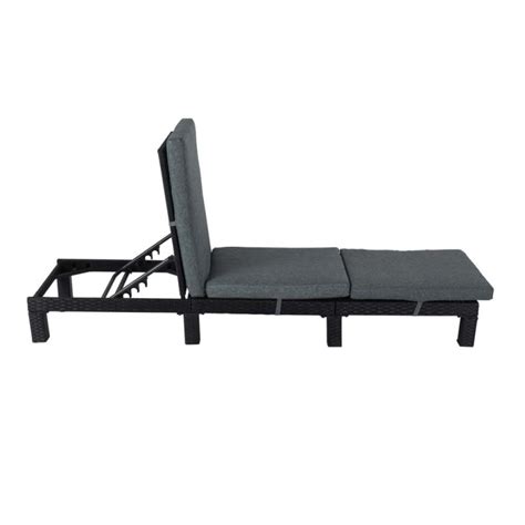 Black Rattan Adjustable Sunlounge