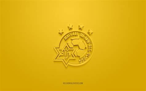 Maccabi Tel Aviv FC, creative 3D logo, yellow background, 3d emblem ...