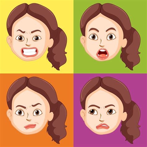 Woman with different emotions 359456 Vector Art at Vecteezy