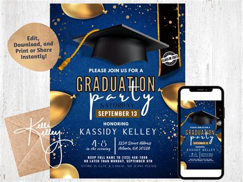 Graduation Party Invitation Template Printable (Instant Download) - Etsy