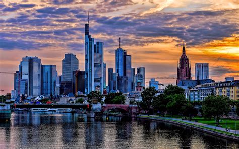 Fotos Frankfurt am Main Deutschland Himmel Nacht Flusse 3840x2400