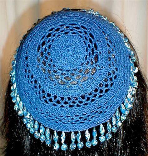 some women like to add bangles to their kippah. this kippah is crocheted. | Crochet thread ...