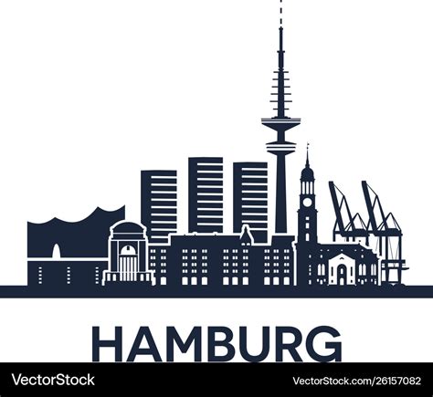 Hamburg city skyline germany detailed version Vector Image