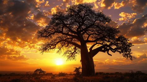 Baobab Tree In Sunset Tanzania Background, Baobab, Tree, Ancient Background Image And Wallpaper ...