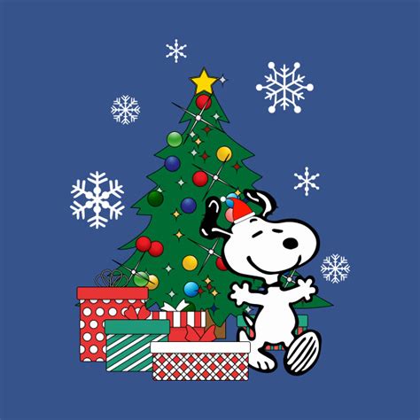 Happy Snoopy Around The Christmas Tree - Snoopy - T-Shirt | TeePublic