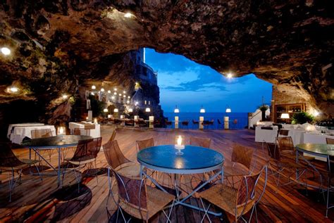 Magnificent Restaurant Built Into A Cave In A Cliff On The Italian ...