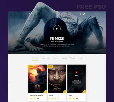 Free Movies Website Template Free PSD at FreePSD.cc