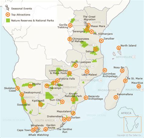 Map of Africa | Southern and East Africa Maps | Detailed Maps of African National Parks