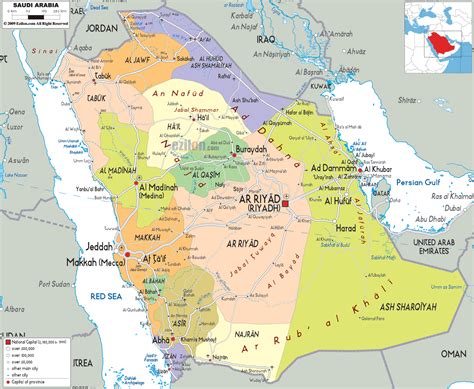 Detailed Political Map of Saudi Arabia - Ezilon Maps